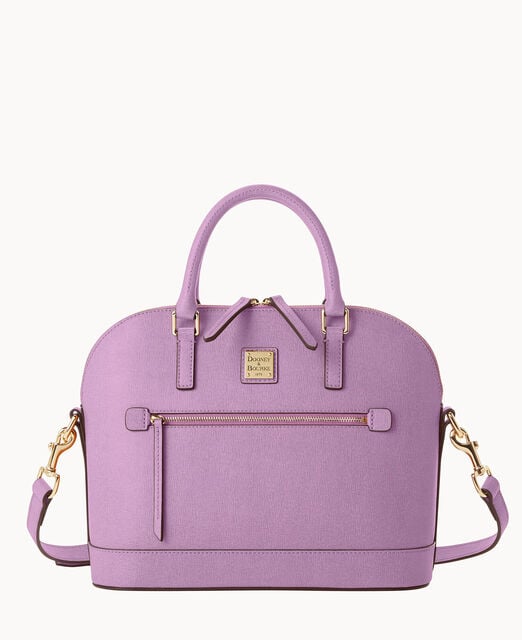 Saffiano Domed Zip Satchel