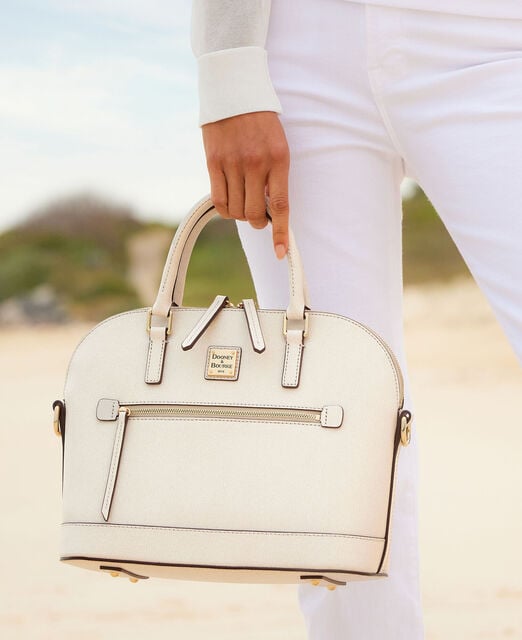 Saffiano Domed Zip Satchel