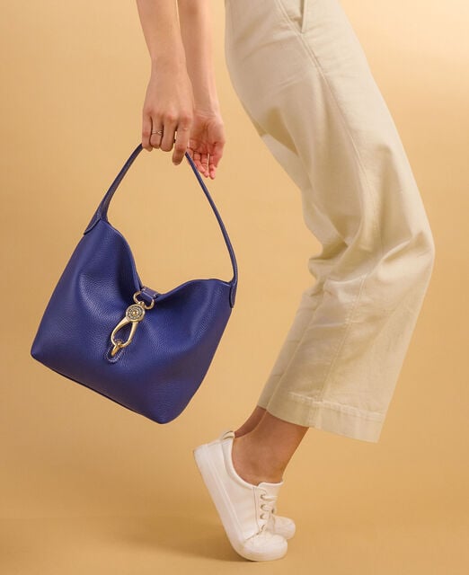 Lucca Leather Logo Lock Hobo