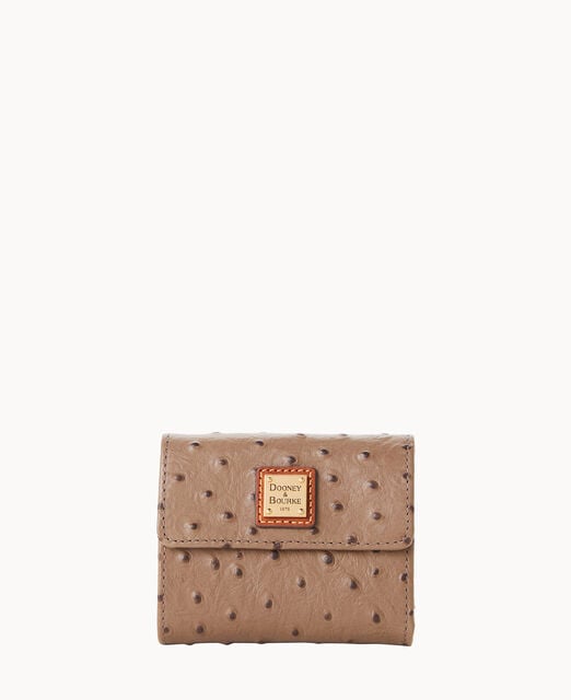 Ostrich Small Flap Credit Card Wallet
